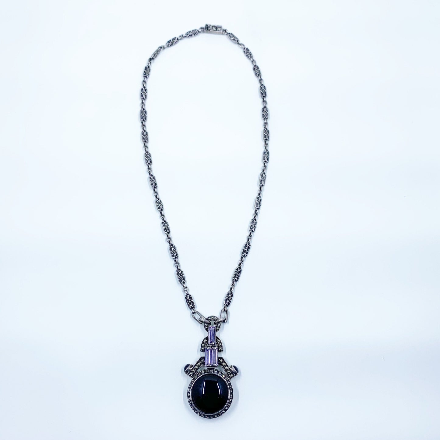Vintage Art Deco Style Onyx Necklace | Vintage Creations Heirloom 73 Jewelry