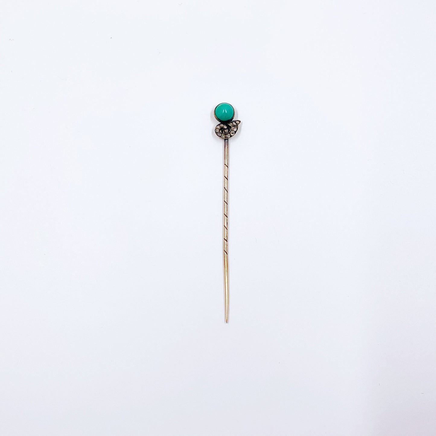 Antique Imperial Russian Turquoise and Diamond Cornucopia Stick Pin | House of Bolin Vladimir Finikov