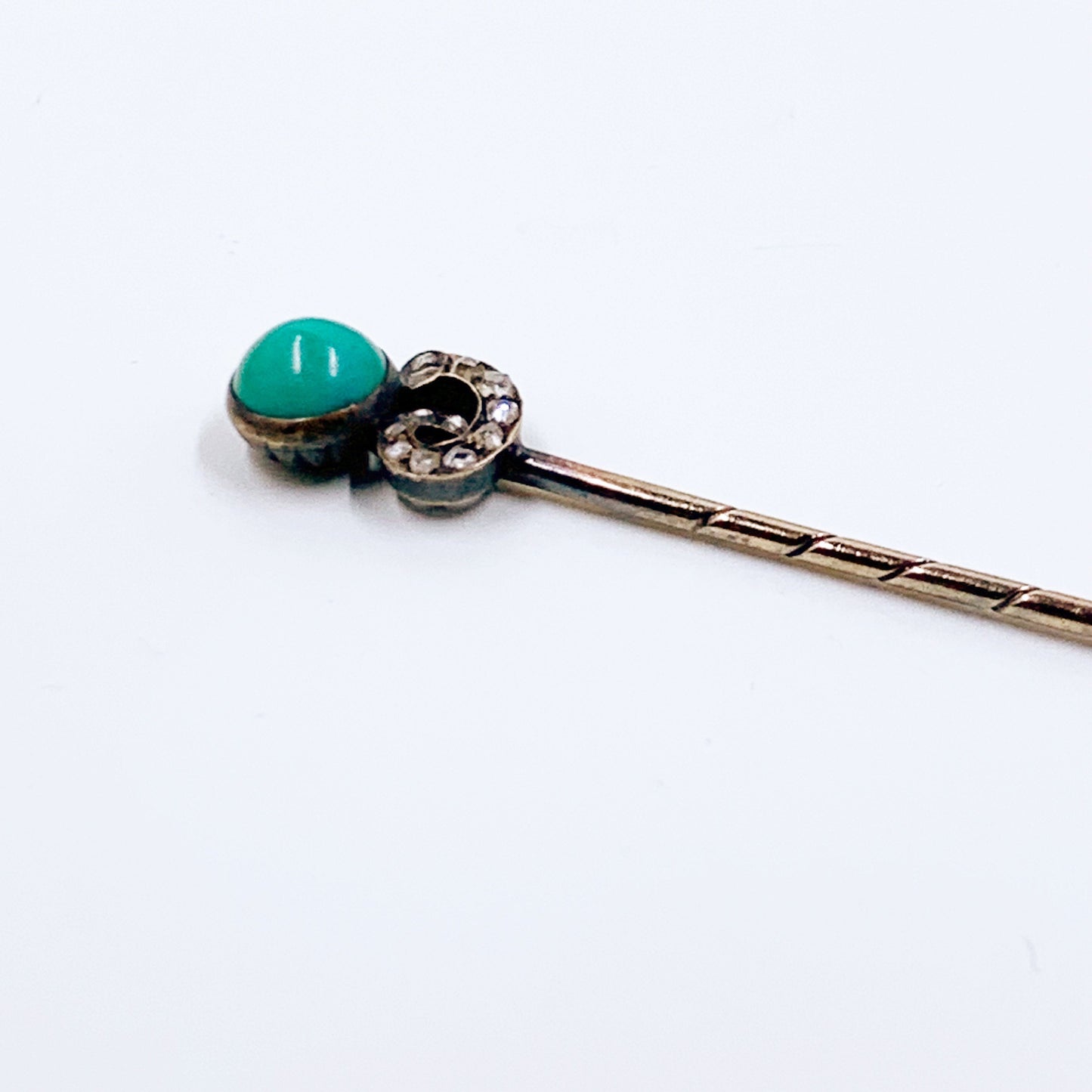 Antique Imperial Russian Turquoise and Diamond Cornucopia Stick Pin | House of Bolin Vladimir Finikov