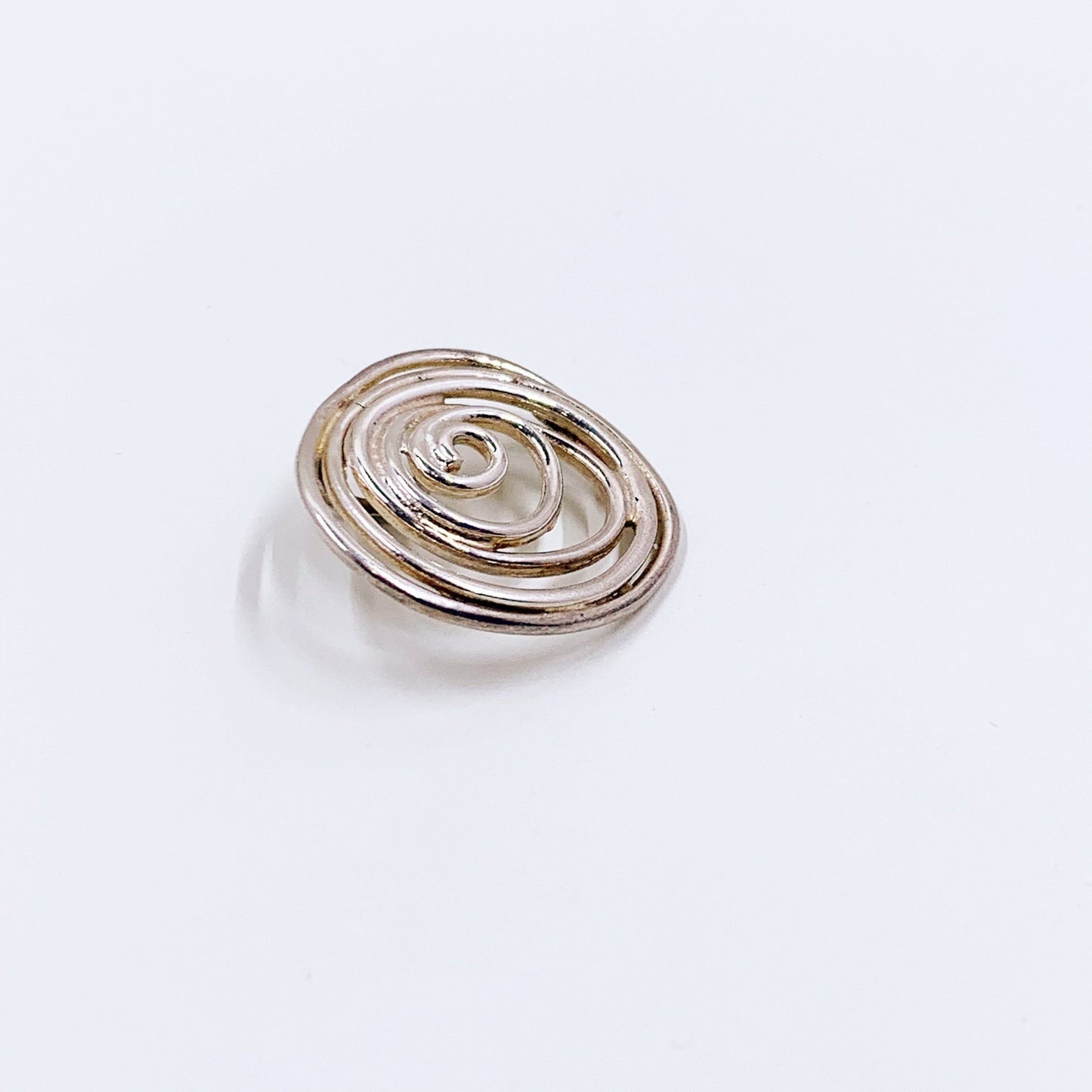 Vintage Silver Modernist Wire Swirl Pendant | Geometric Swirl Design Pendant
