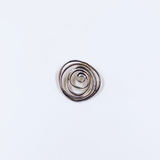 Vintage Silver Modernist Wire Swirl Pendant | Geometric Swirl Design Pendant