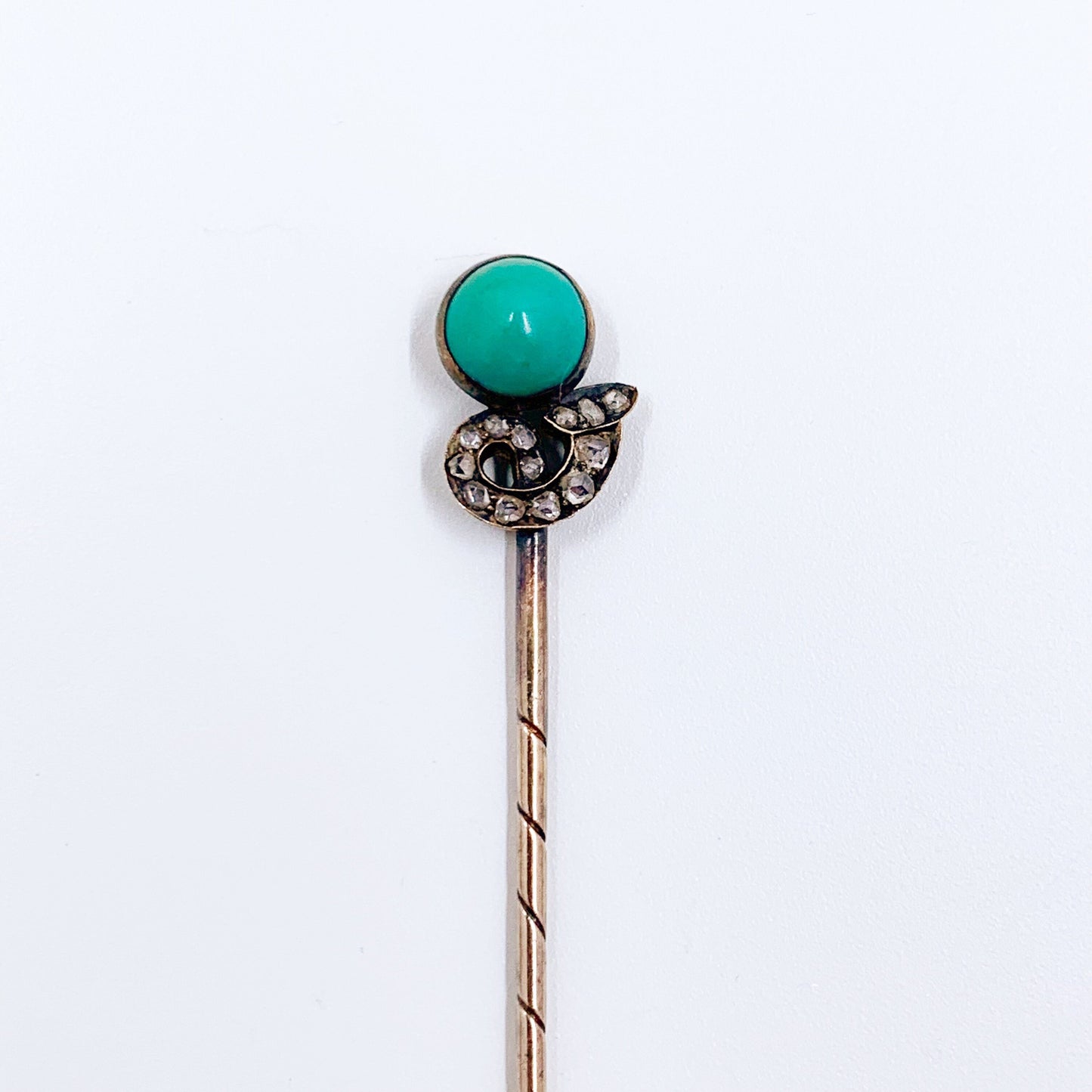 Antique Imperial Russian Turquoise and Diamond Cornucopia Stick Pin | House of Bolin Vladimir Finikov