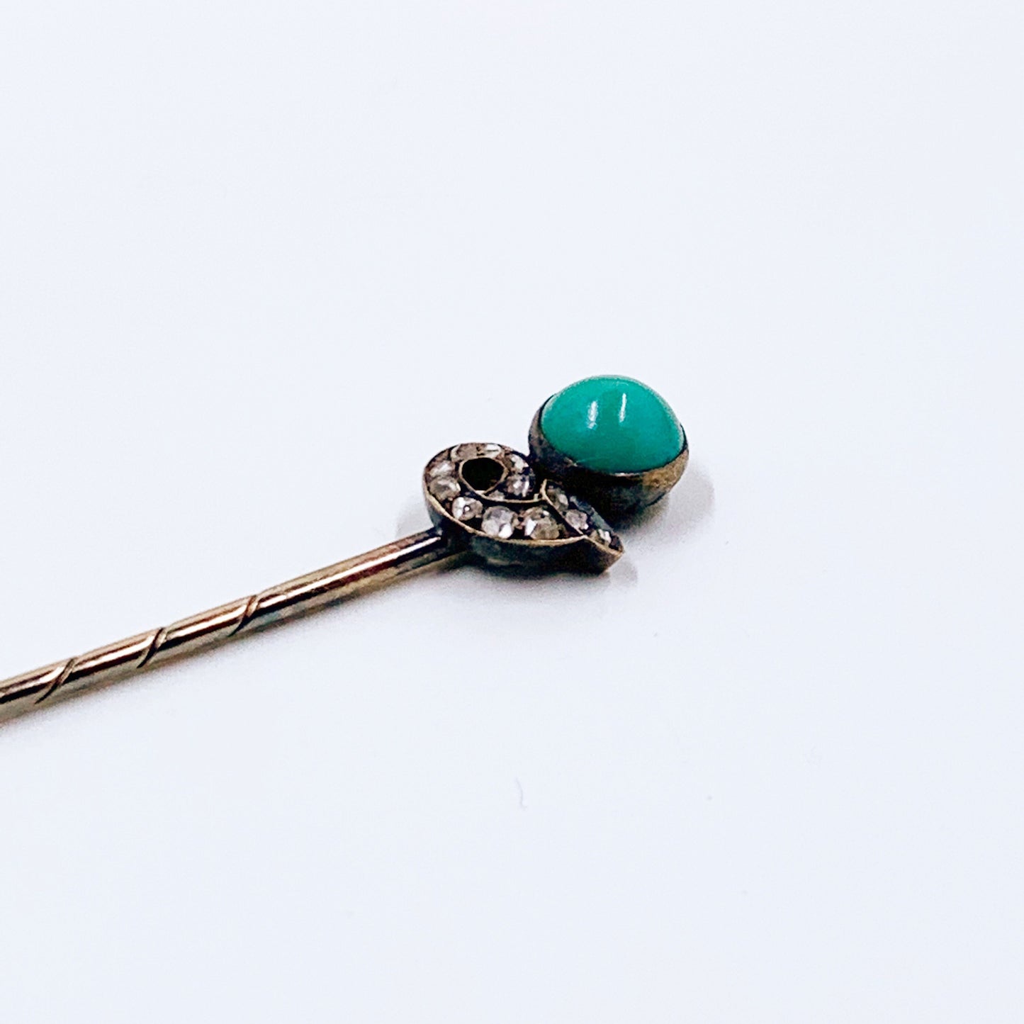 Antique Imperial Russian Turquoise and Diamond Cornucopia Stick Pin | House of Bolin Vladimir Finikov