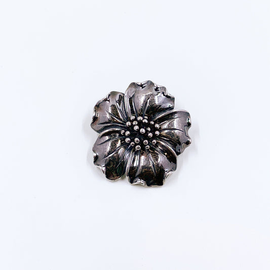 Vintage Silver Flower Pendant | Large Floral Pendant