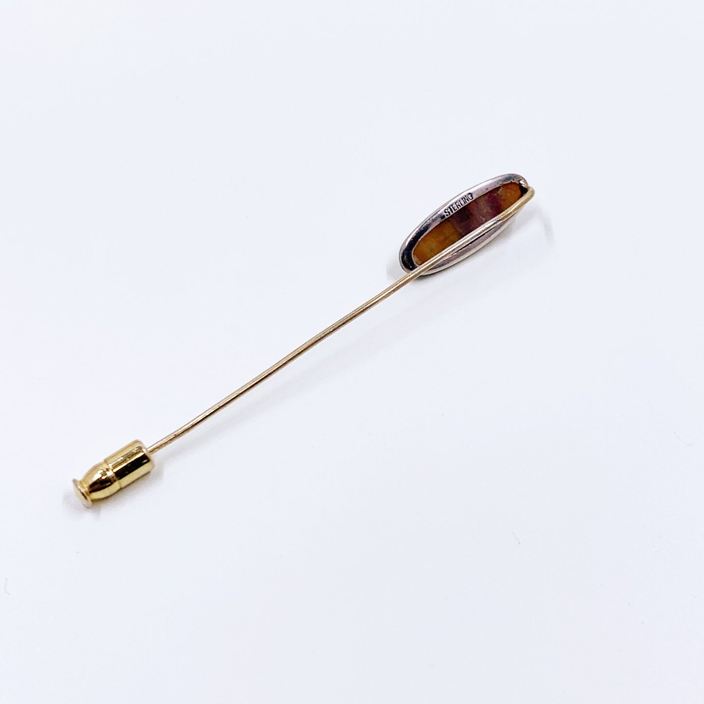 Vintage Jasper Sterling Silver Stick Pin