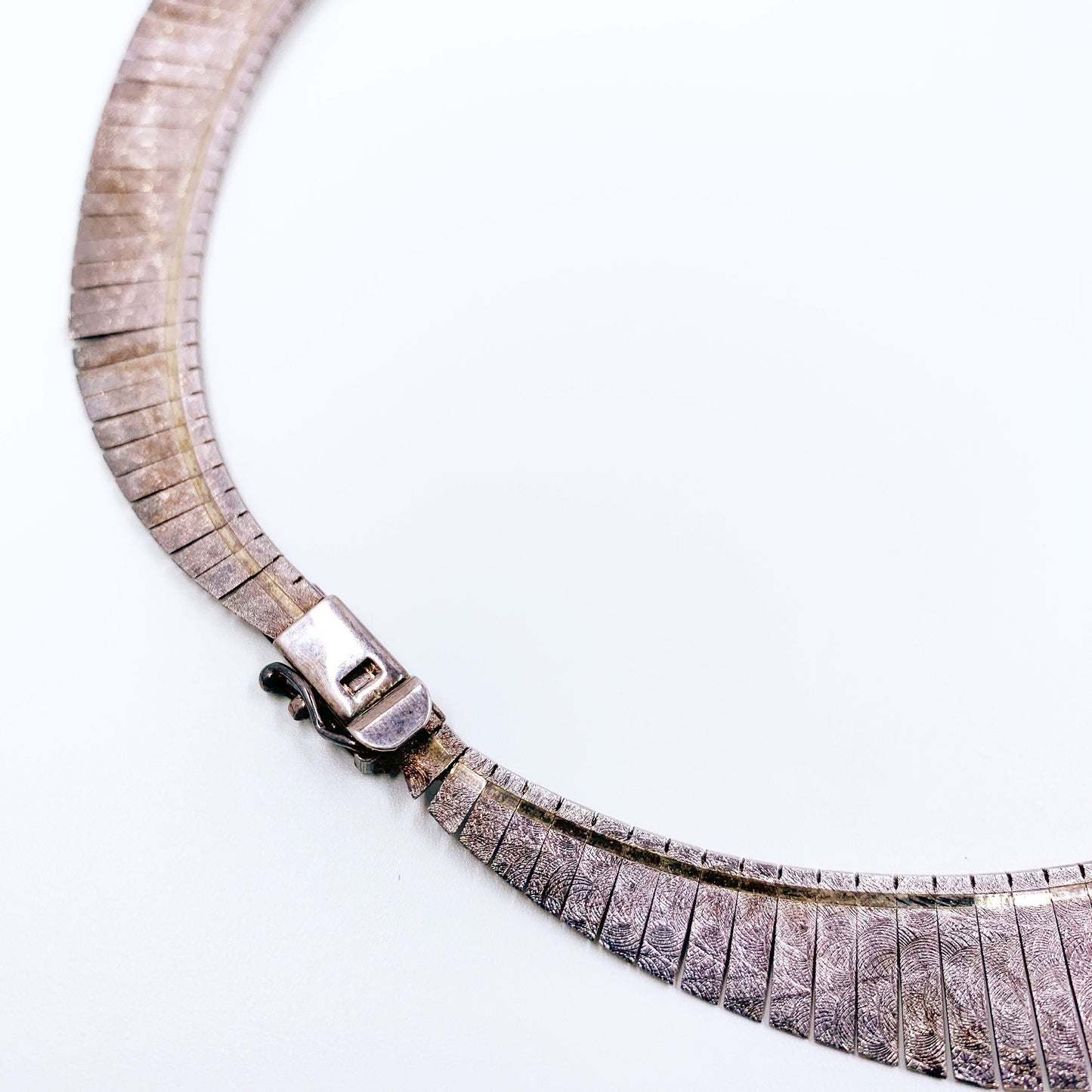 Vintage Silver Italian Fringe Choker Necklace | Italian Silver Diamond Cut Cleopatra Collar Necklace