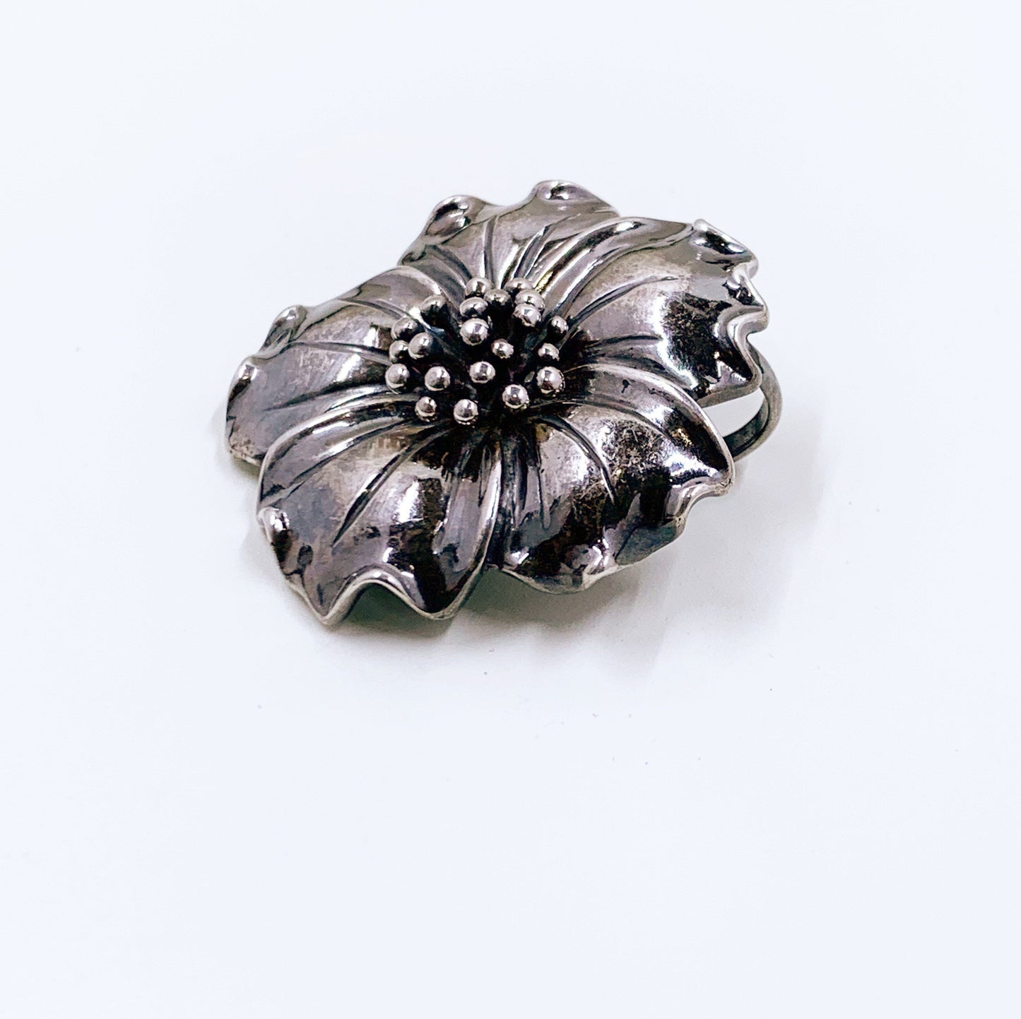 Vintage Silver Flower Pendant | Large Floral Pendant