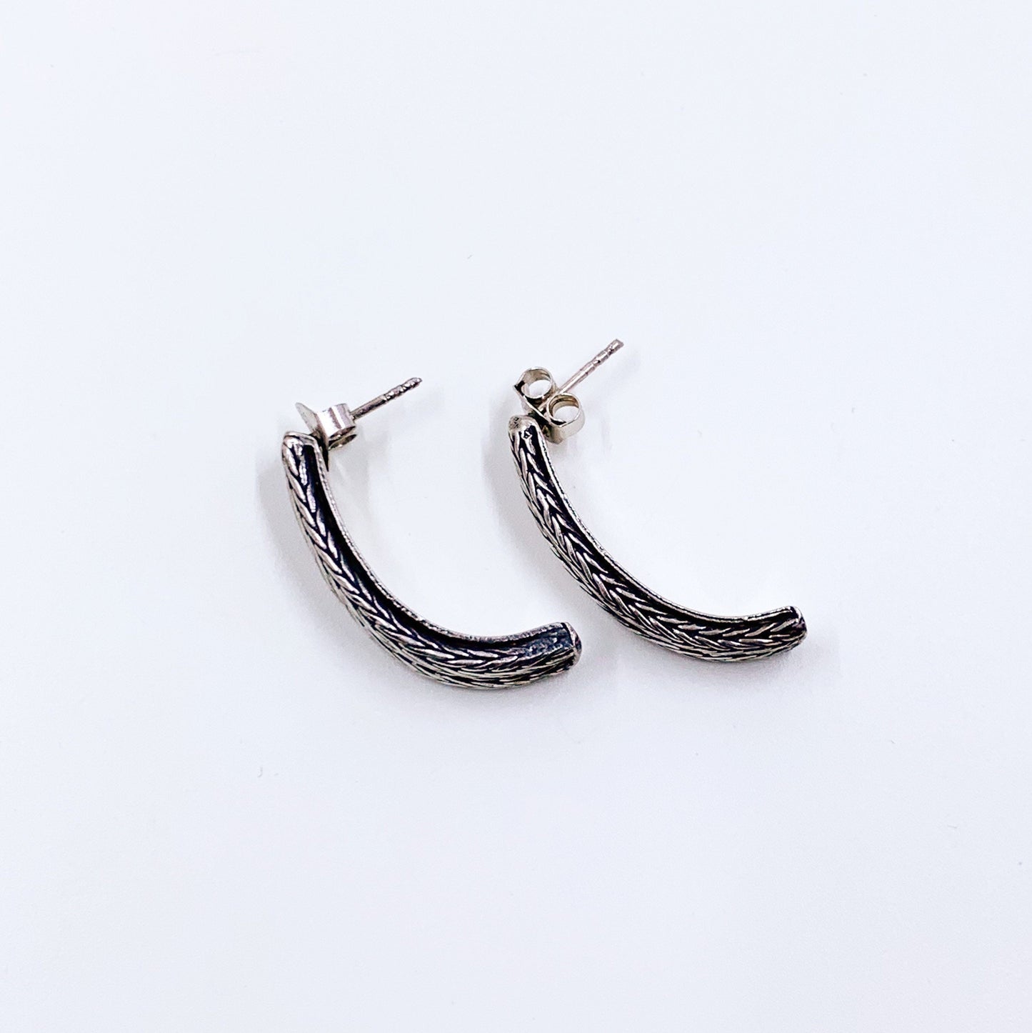 Vintage Silver Braided Cable Earrings