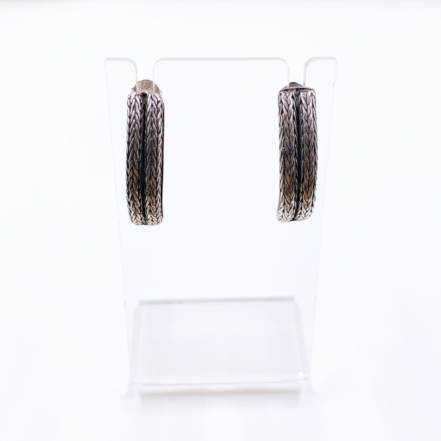 Vintage Silver Braided Cable Earrings