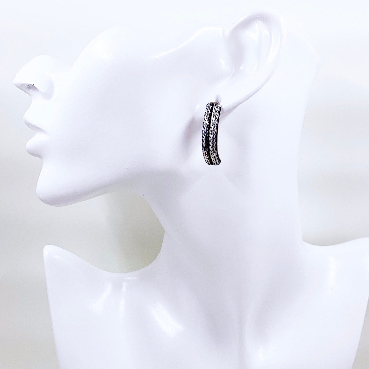 Vintage Silver Braided Cable Earrings
