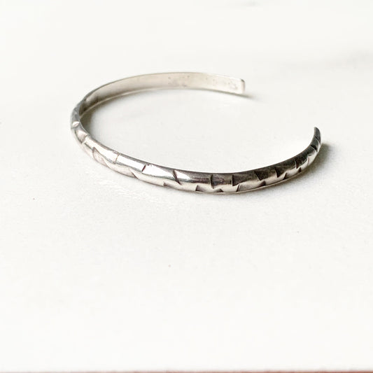 Vintage Silver Hand Stamped Cuff | Vintage Silver Cuff Bracelet