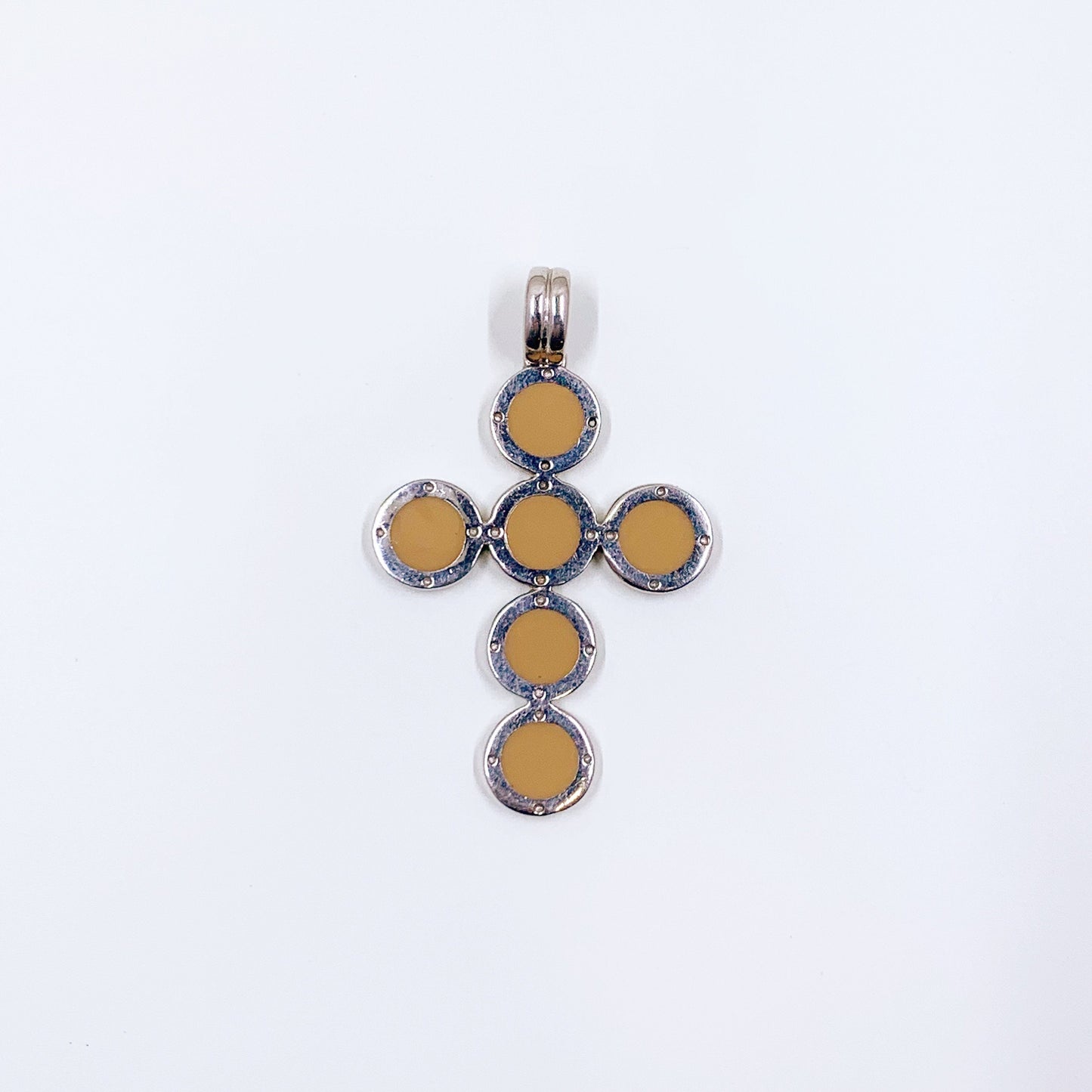 Vintage Sterling Silver Cross Pendant | Designs by Alan K | Large Silver Enamel Cross