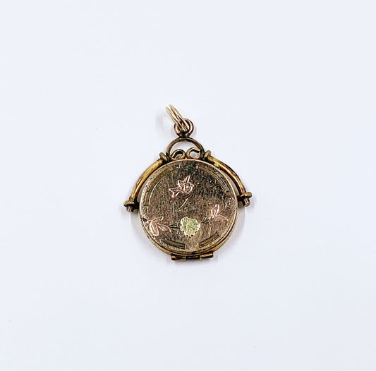 Victorian Aesthetic Bird and Flower Fob Locket | Victorian Gold-Filled Mixed Metals Locket | Bliss Brothers Co Locket