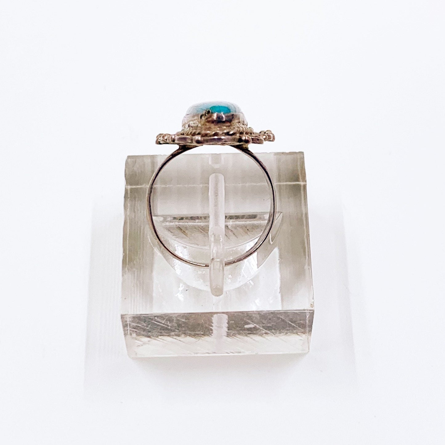 Vintage Silver Faux Turquoise Navette Ring | Size 5 Ring