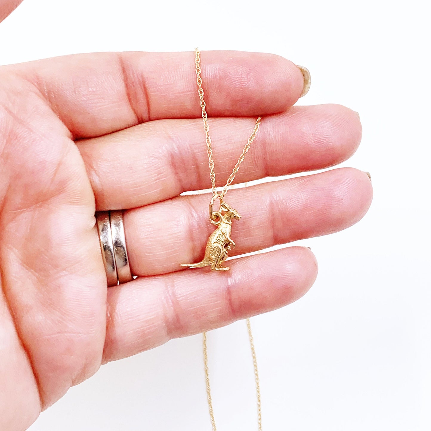 Vintage 14k Gold Kangaroo and Joey Charm | 3D Kangaroo Charm | 14K Gold Kangaroo Charm