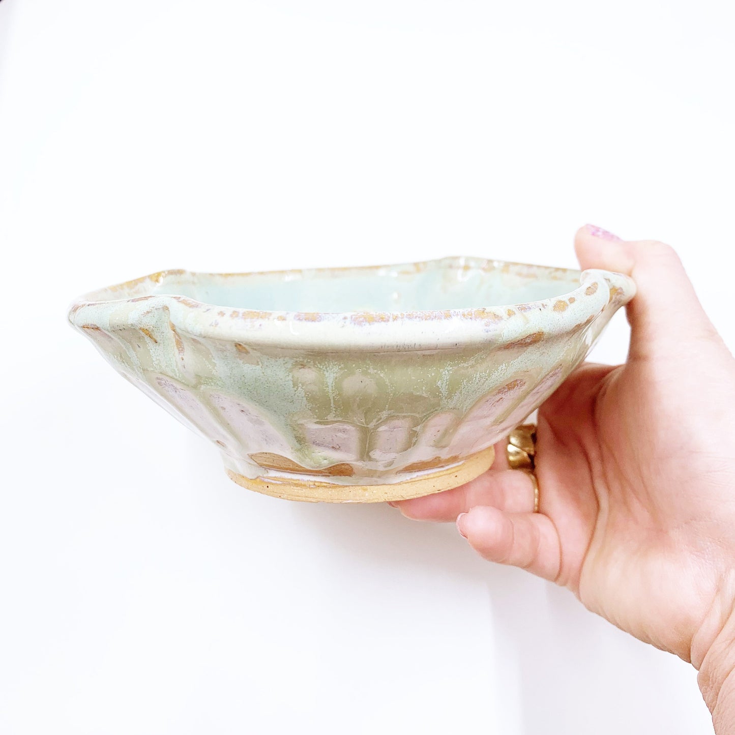 Vintage Green Drip Glaze Bowl | Handmade Studio Ceramic Decor