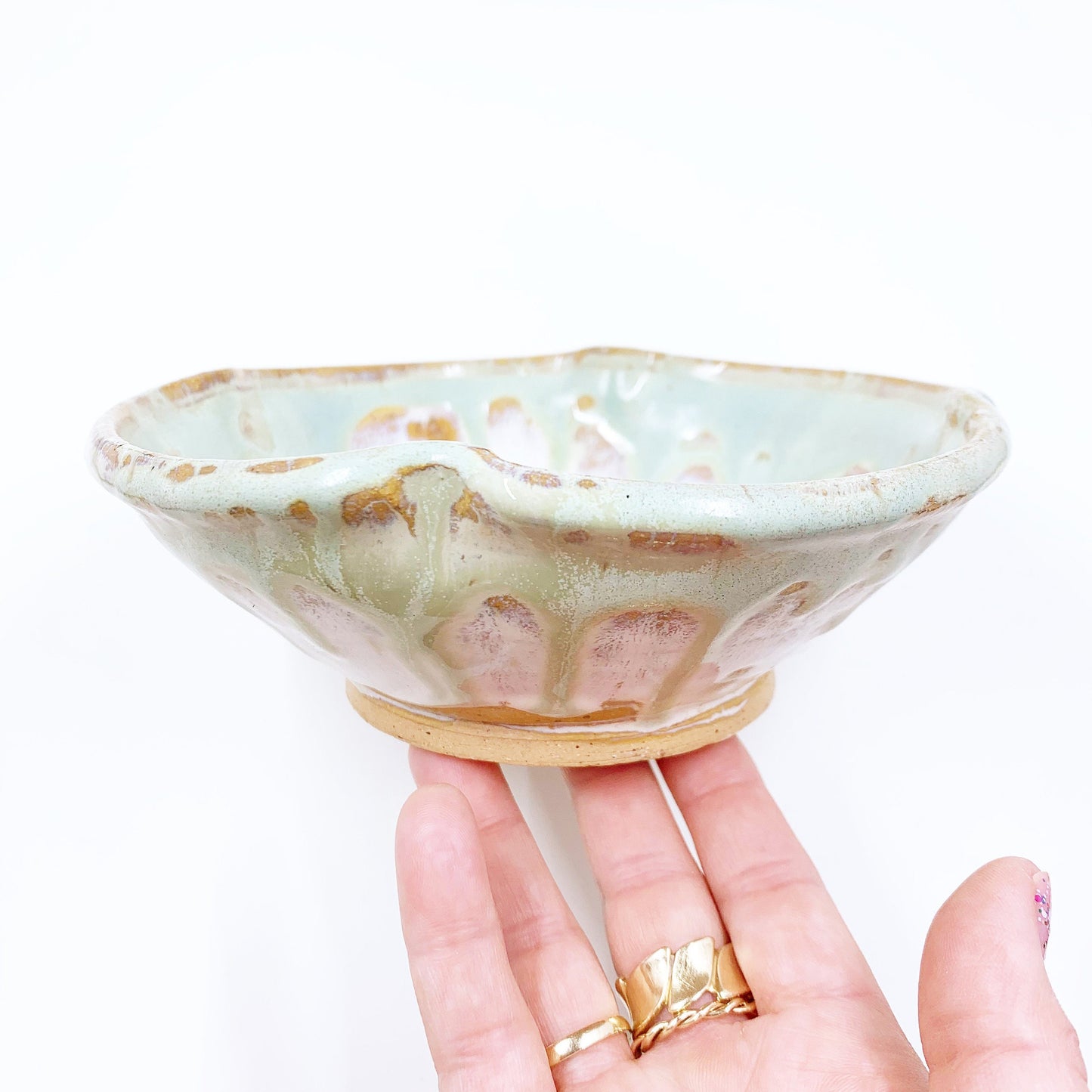 Vintage Green Drip Glaze Bowl | Handmade Studio Ceramic Decor