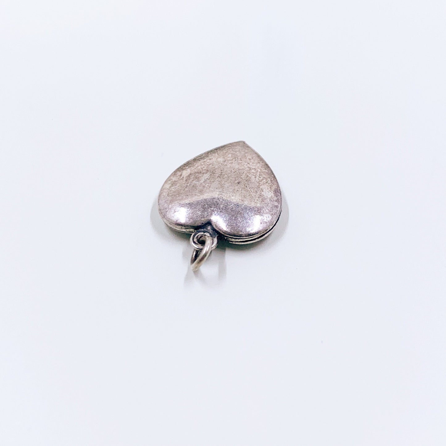 Vintage Silver Puffy Floral Heart Charm | Vintage Sweetheart Charm