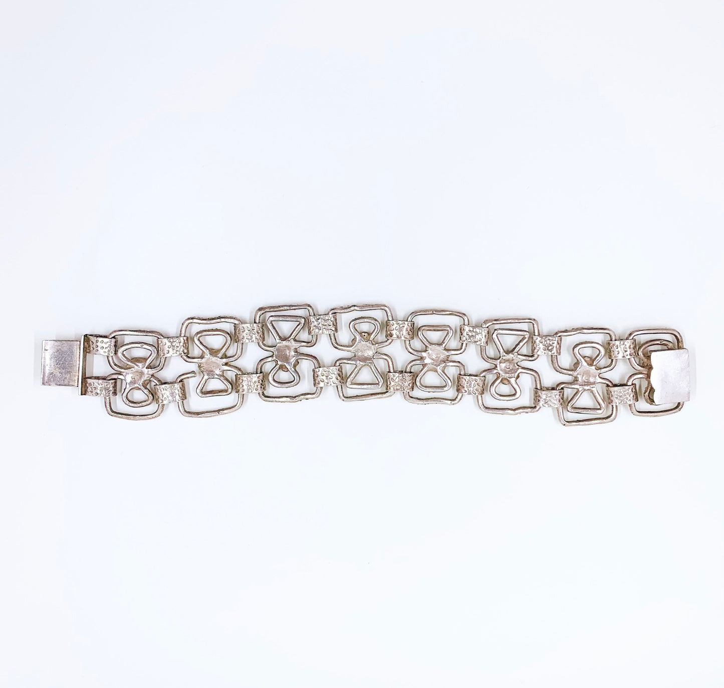 Vintage Sterling Silver Brutalist Linked Bracelet | Modernist Silver Panel Bracelet