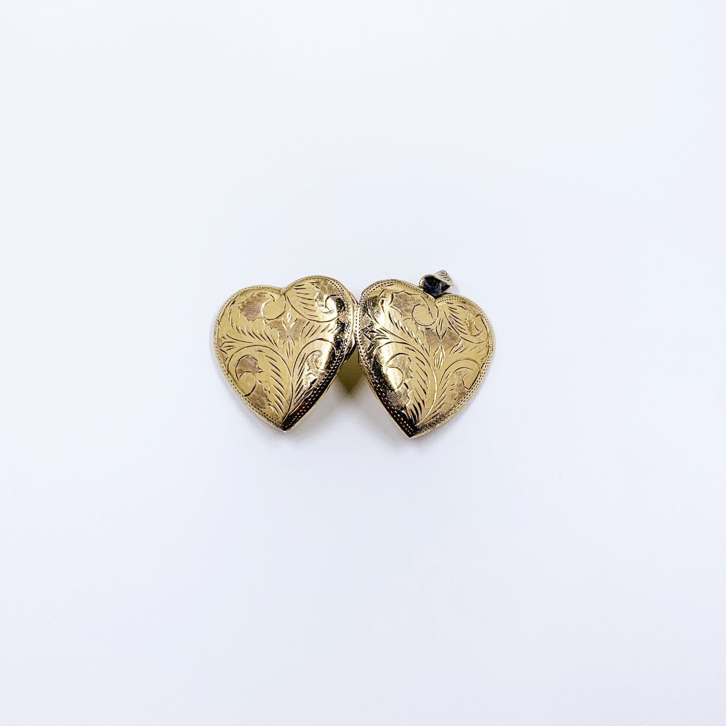 Vintage Vermeil Engraved Scroll Heart Locket | Large Silver Heart Locket Pendant