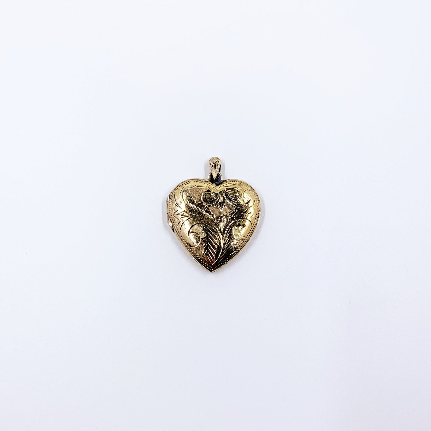 Vintage Vermeil Engraved Scroll Heart Locket | Large Silver Heart Locket Pendant