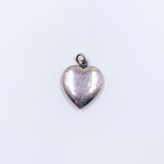 Vintage Silver Puffy Floral Heart Charm | Vintage Sweetheart Charm