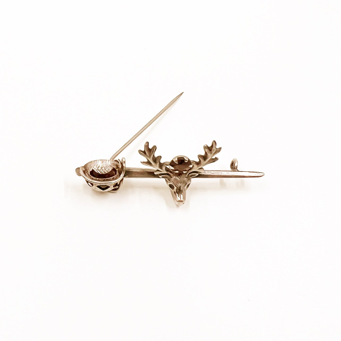 Victorian Sterling Scottish Stag and Sword Bar Brooch | Antique Sterling Sword Brooch