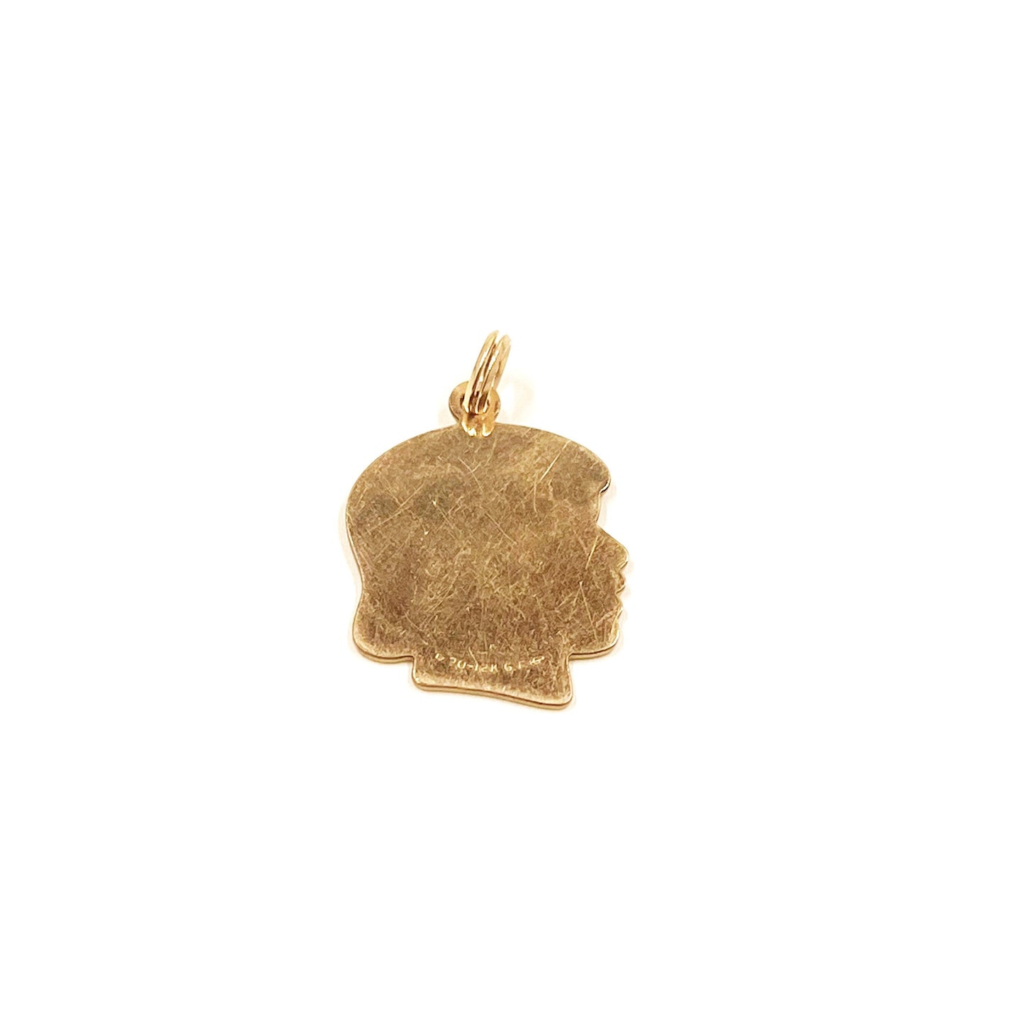 Vintage Girls Head Profile Charm | Gold Filled Girl Silhouette Charm |  R.L. Griffith 14k Gold Filled Engraving Charm