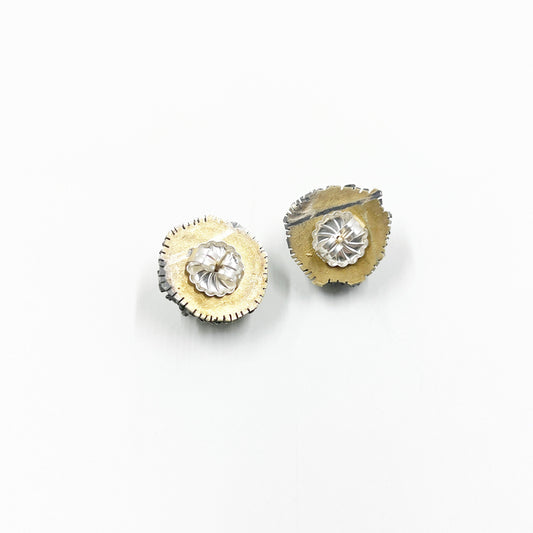Vintage Brutalist Gold, Silver and Diamond Urchin Earrings | Cast Silver and Diamond Earrings | Mixed Metal Brutalist Earrings