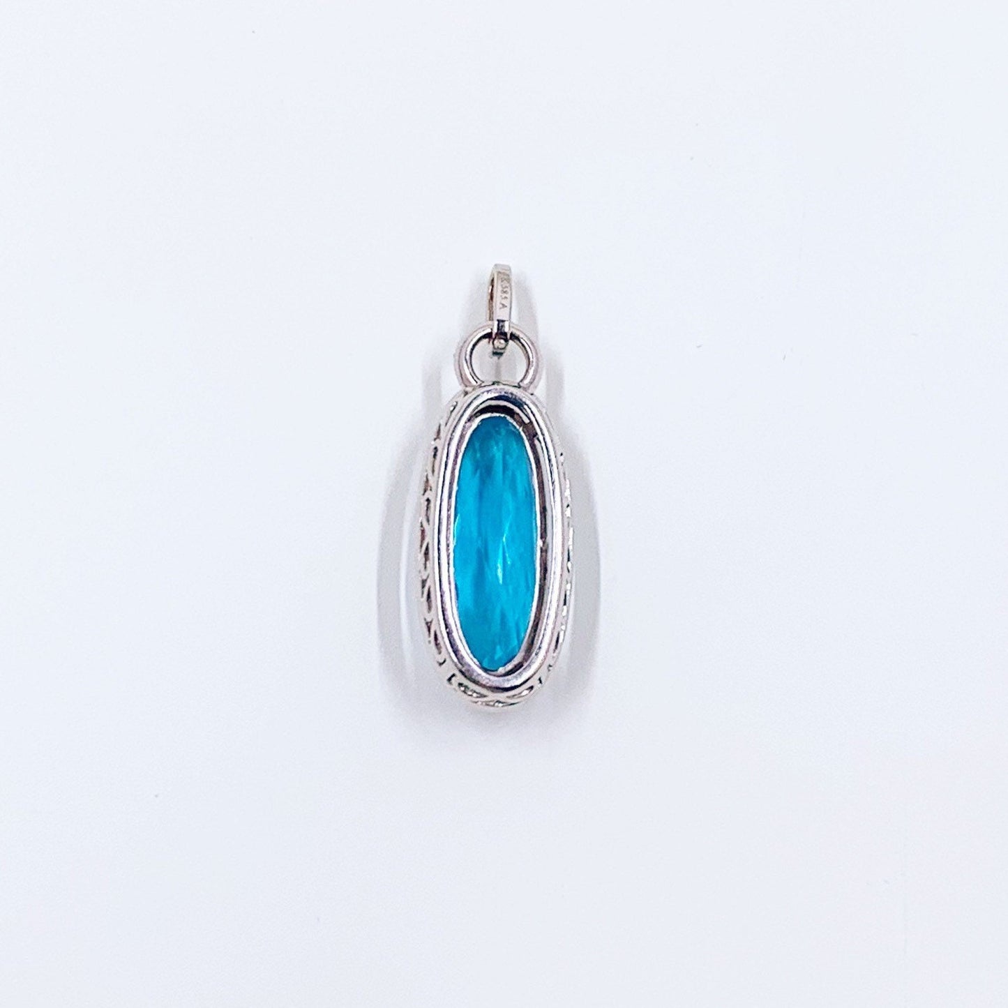 14K Diamond and Blue Topaz Pendant | 14K Diamond Halo Blue Topaz Pendant