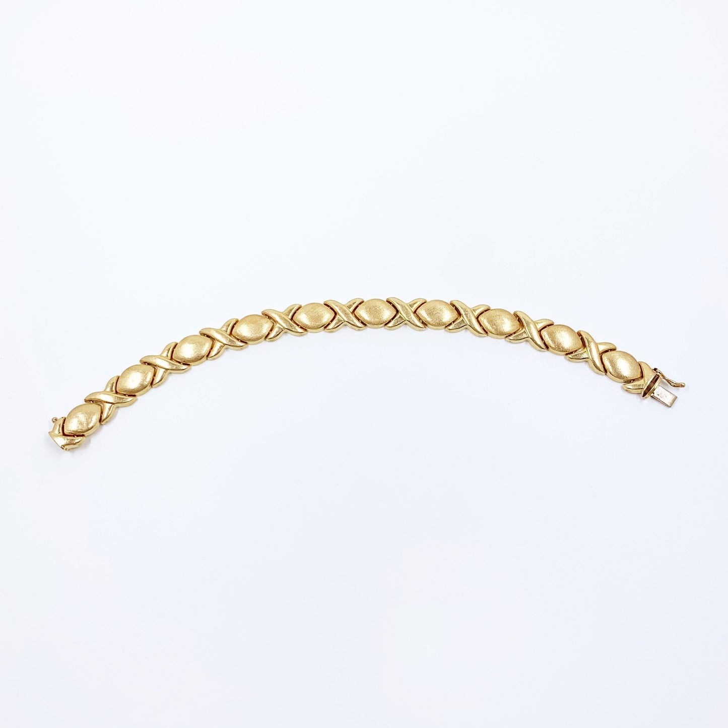 Vintage 14k Italian Gold XO Bracelet | 7.4 inch Gold Bracelet | 9.5 mm Bracelet | 16.6 grams