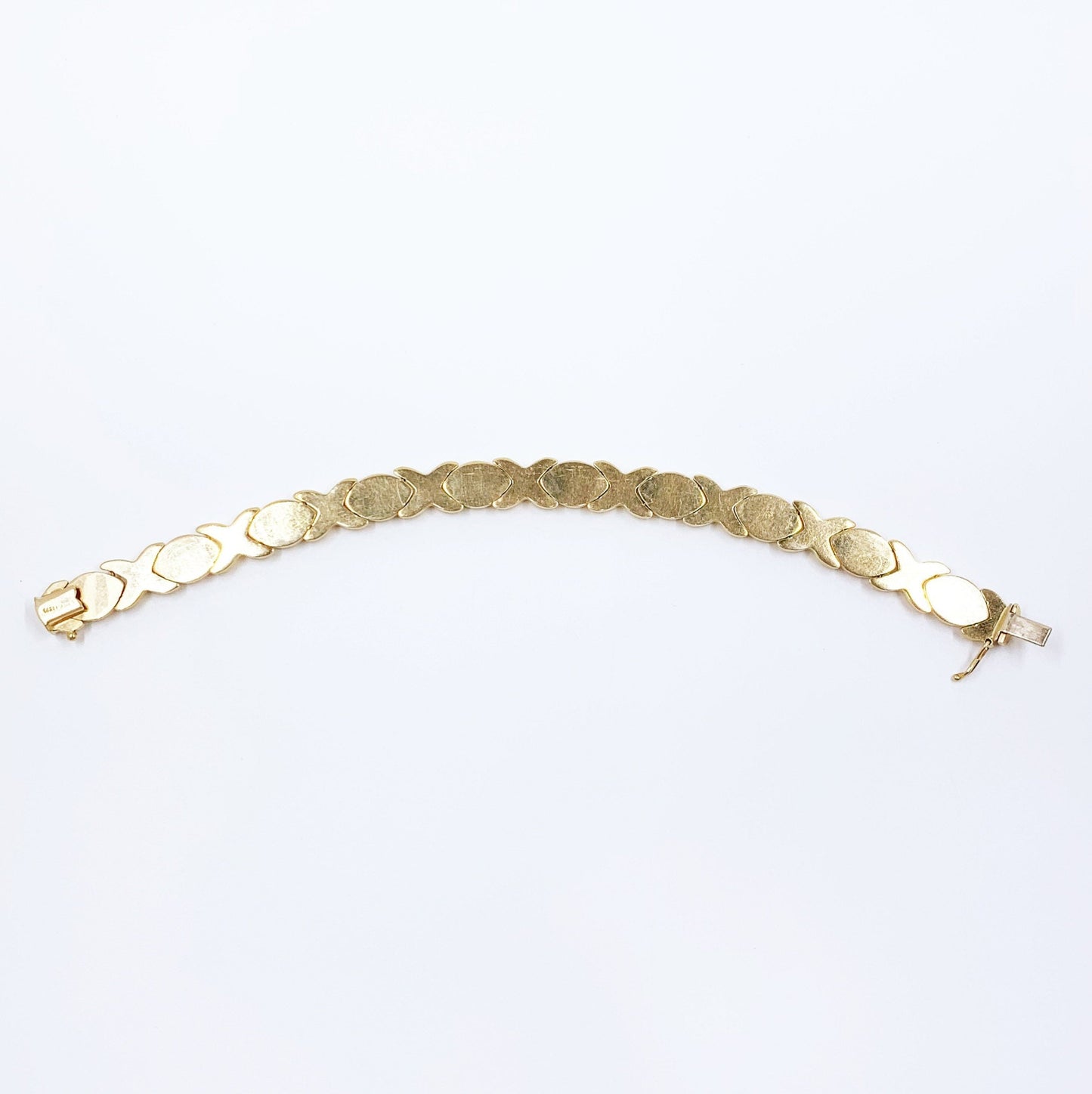 Vintage 14k Italian Gold XO Bracelet | 7.4 inch Gold Bracelet | 9.5 mm Bracelet | 16.6 grams