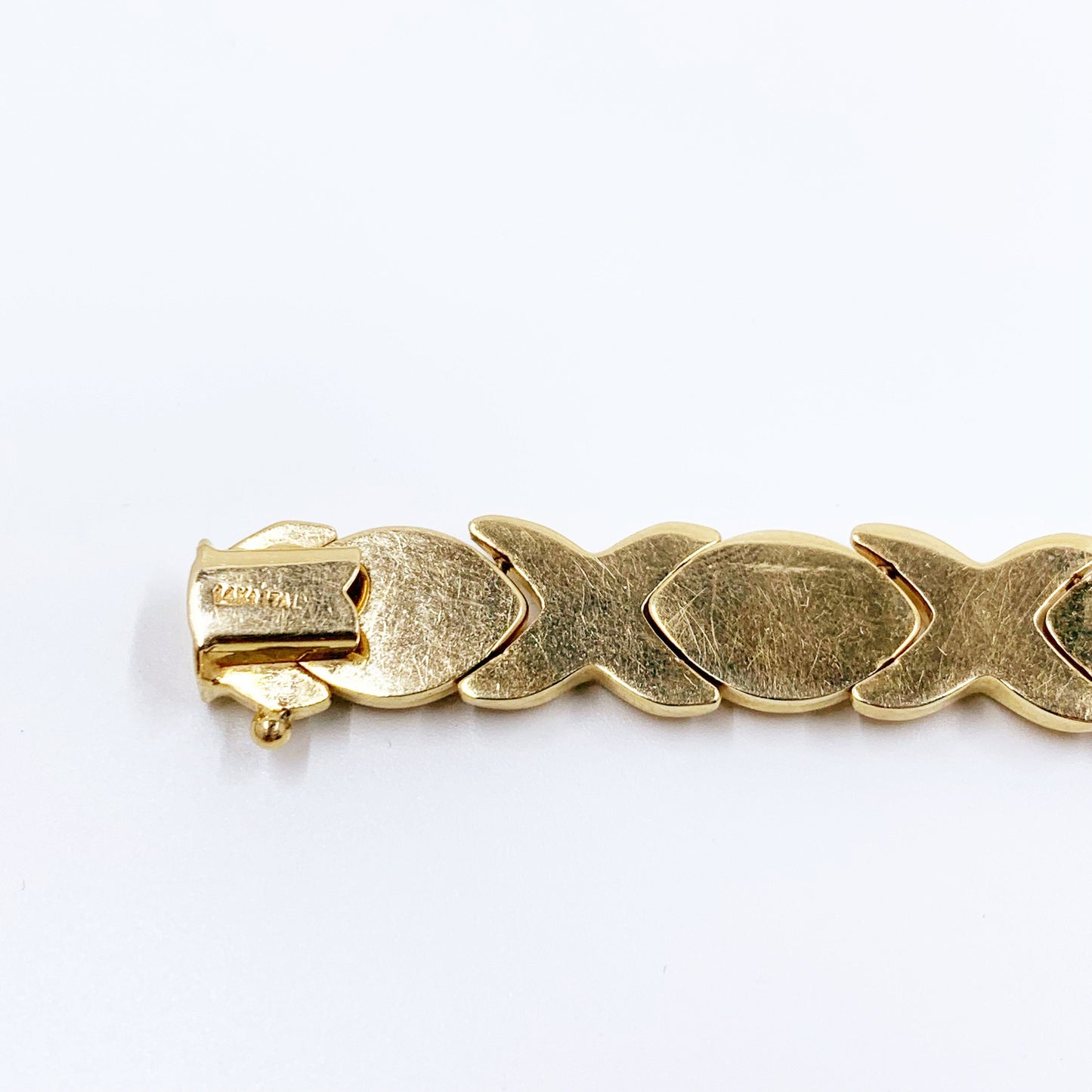 Vintage 14k Italian Gold XO Bracelet | 7.4 inch Gold Bracelet | 9.5 mm Bracelet | 16.6 grams