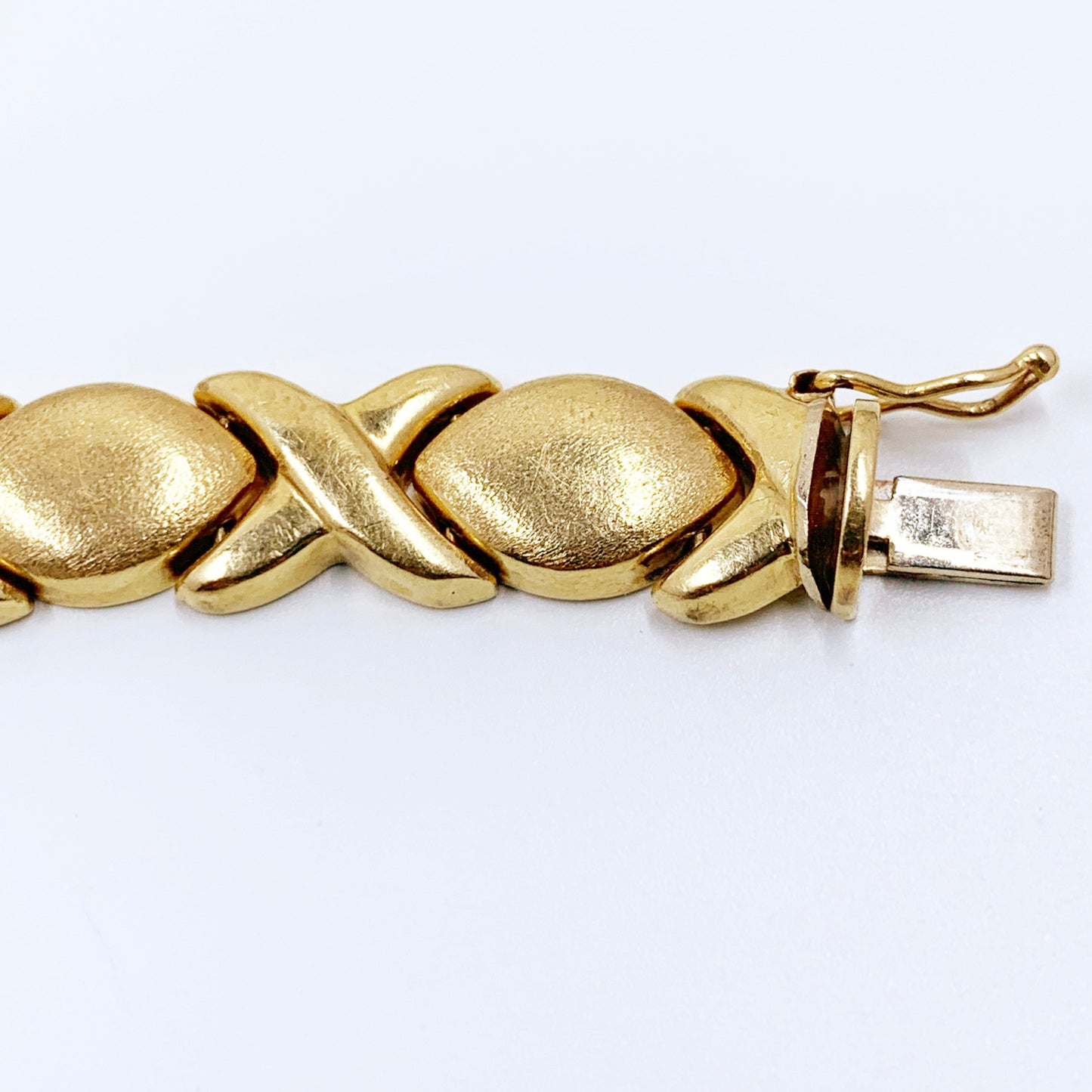 Vintage 14k Italian Gold XO Bracelet | 7.4 inch Gold Bracelet | 9.5 mm Bracelet | 16.6 grams