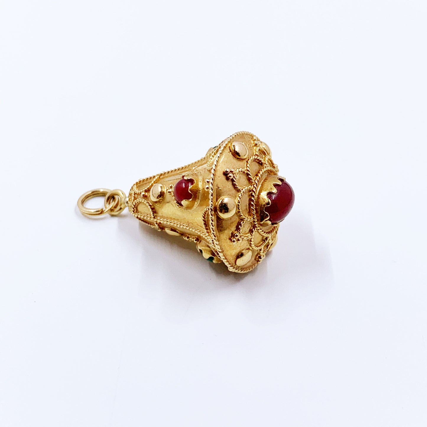 Antique Etruscan Revival 14k Pendant Fob Pendant | Victorian Agate Bell Fob Pendant