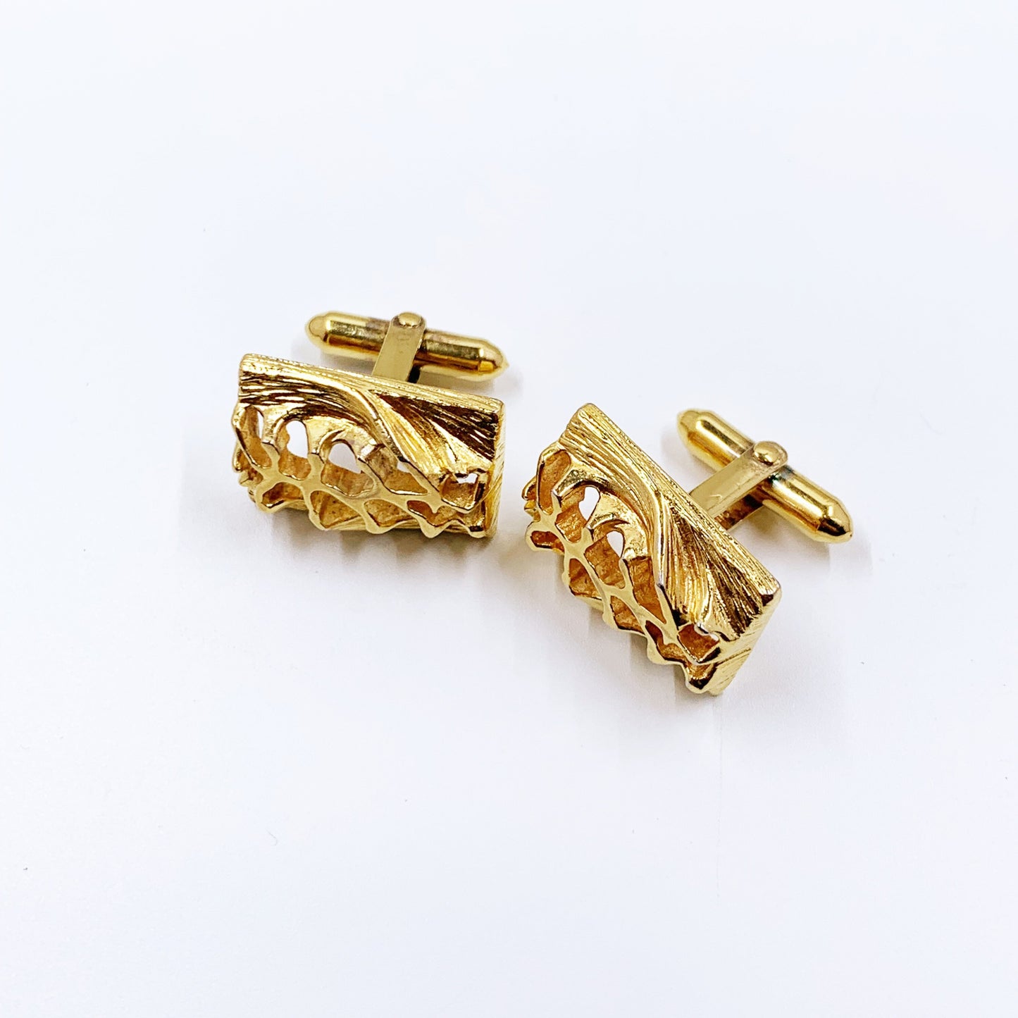 Vintage Dolan Bullock Vermeil Modernist Cufflinks | Modernist Sculptural DB Sterling Silver Cufflinks