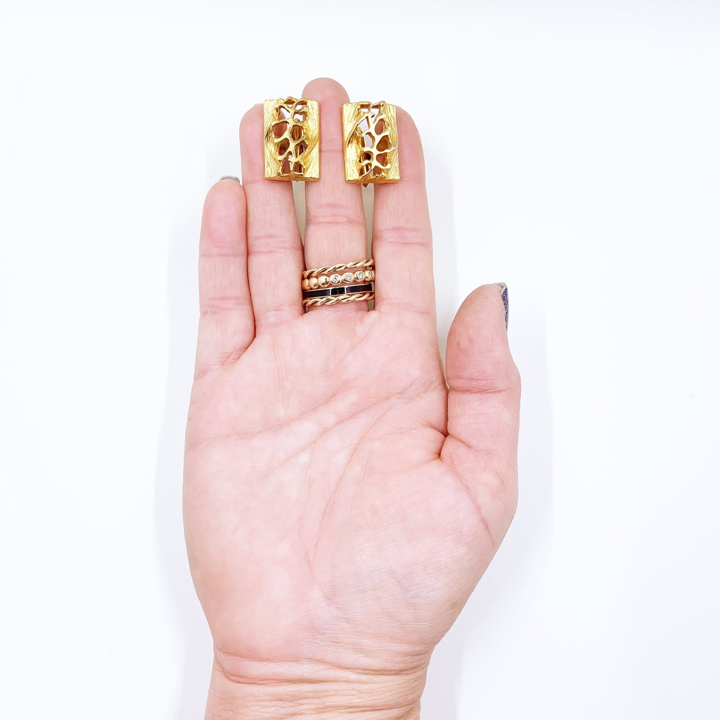 Vintage Dolan Bullock Vermeil Modernist Cufflinks | Modernist Sculptural DB Sterling Silver Cufflinks