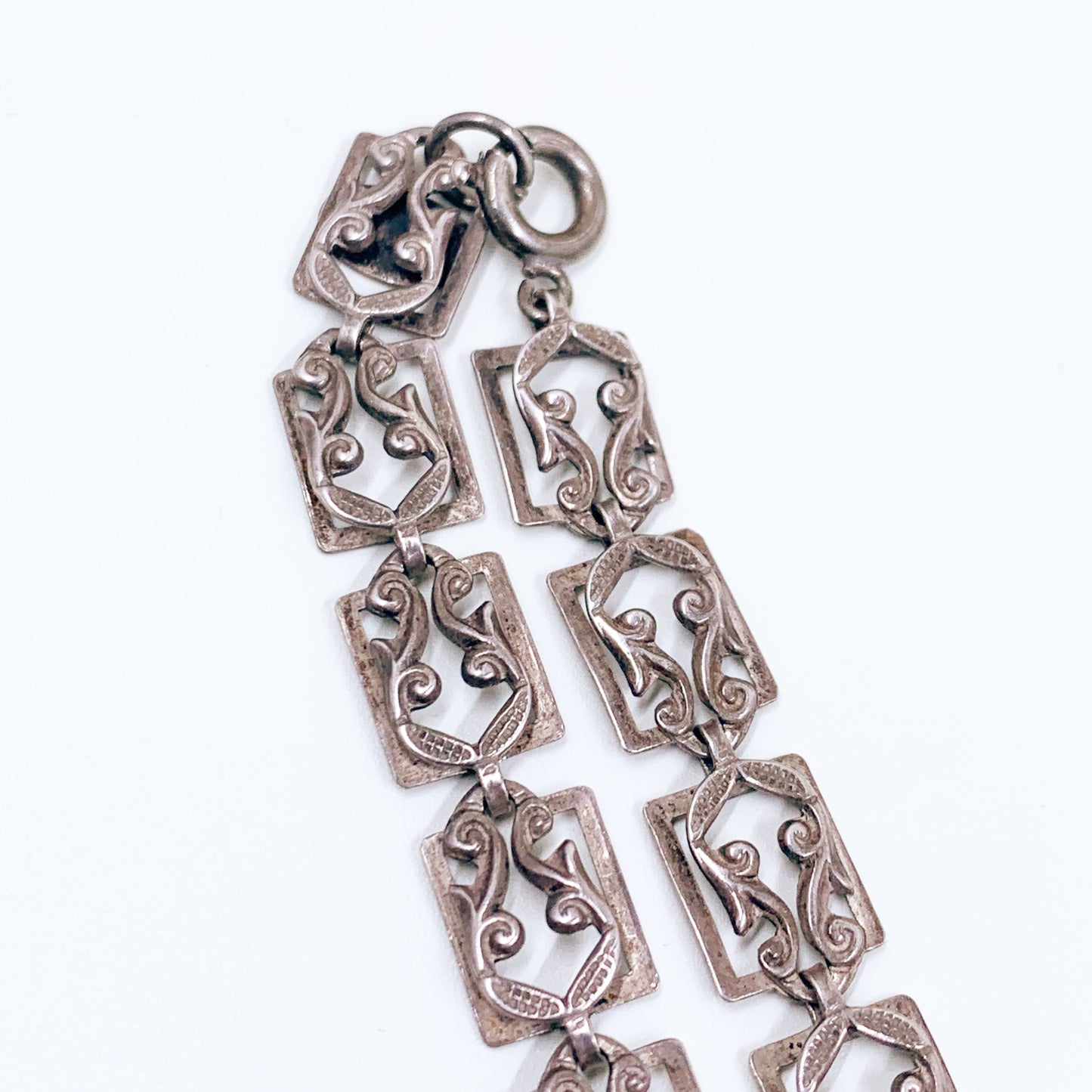 Vintage Danecraft Sterling Panel Link Necklace | Sterling Danecraft Scroll Link Panel Necklace