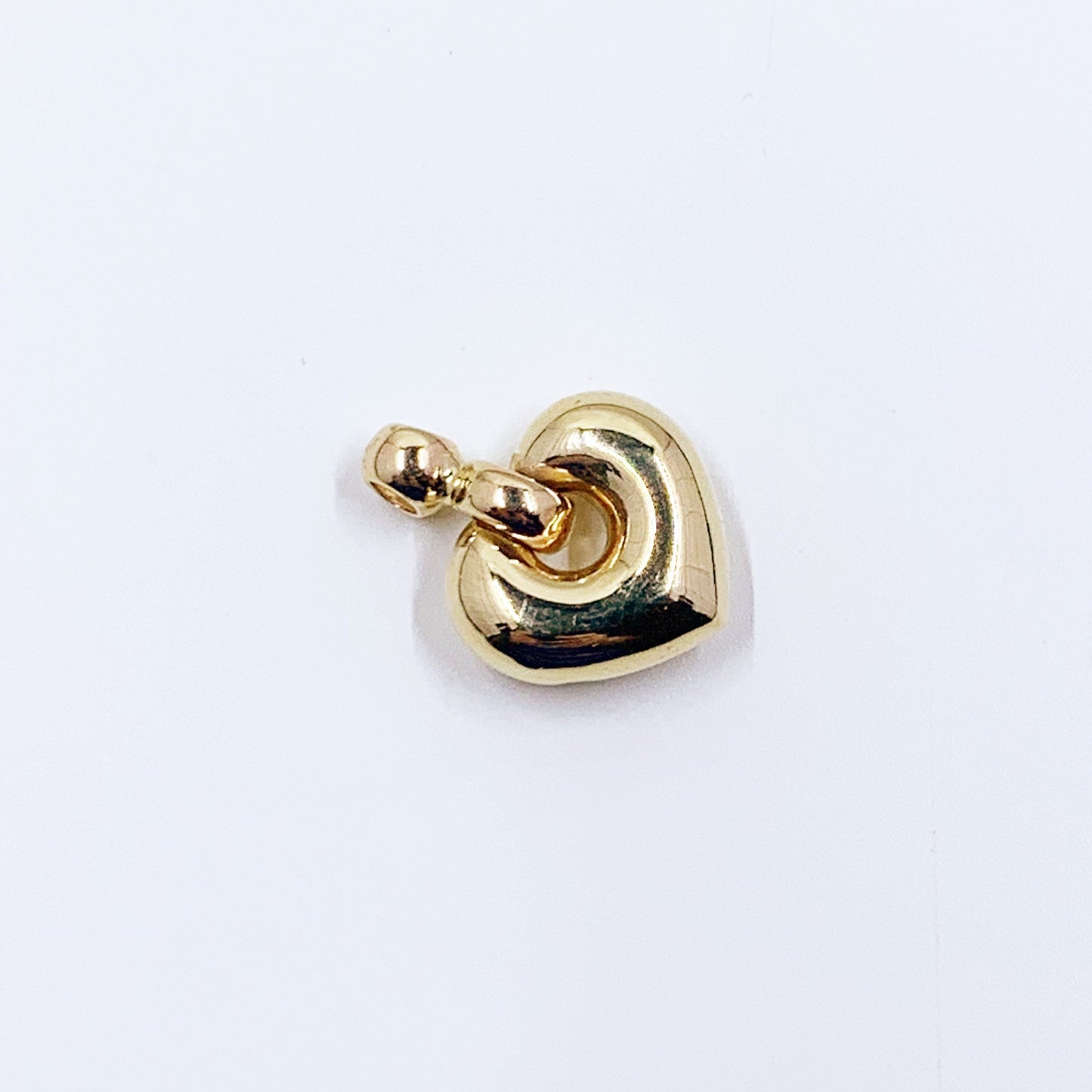 Vintage 14k Gold Puffy Swivel Heart Pendant | 14K Gold Heart | 3D Gold Puffed Heart Pendant