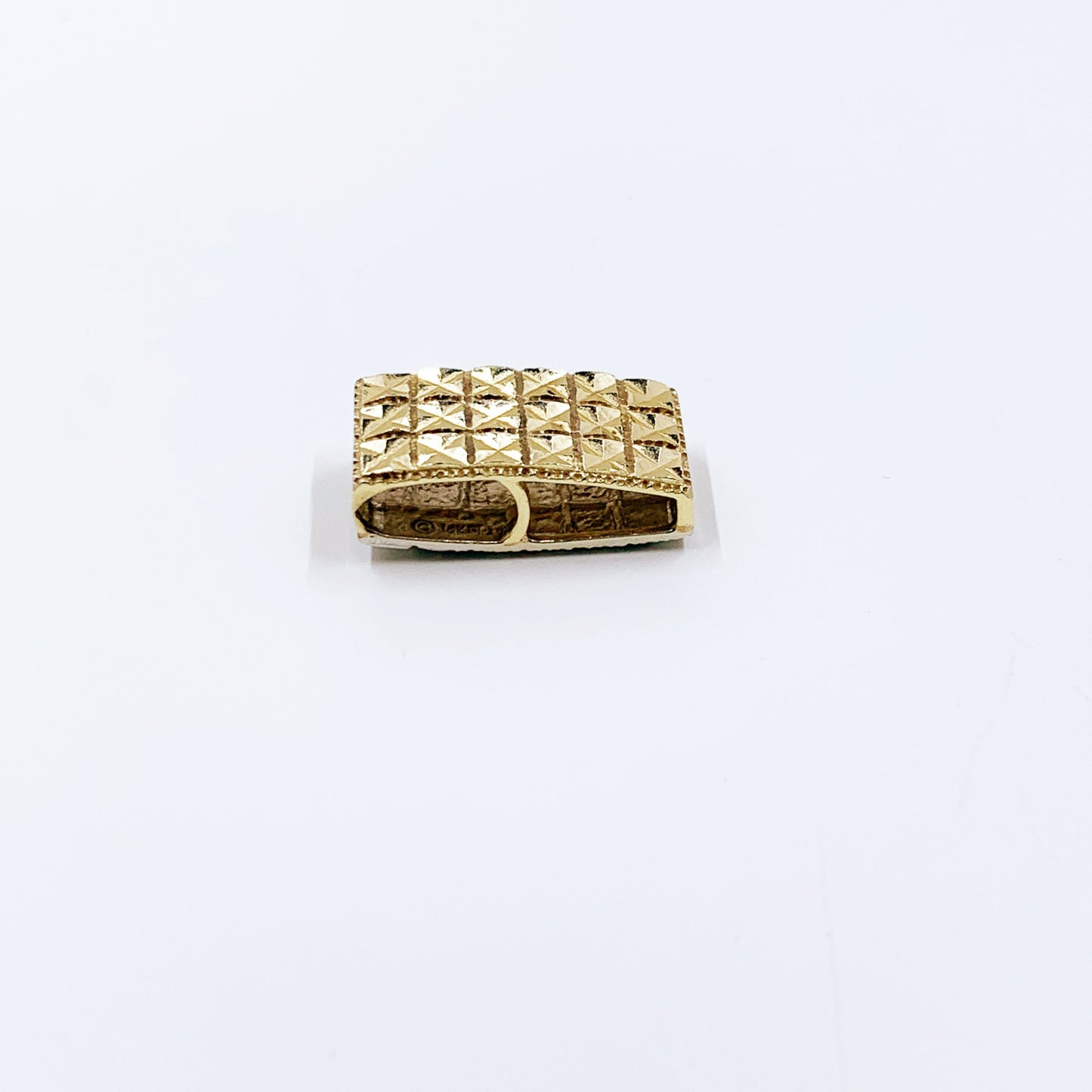 Vintage 14K Two Tone Gold Diamond Cut Design Slide Pendant | 14K White and Yellow Gold Omega Slide Charm Pendant