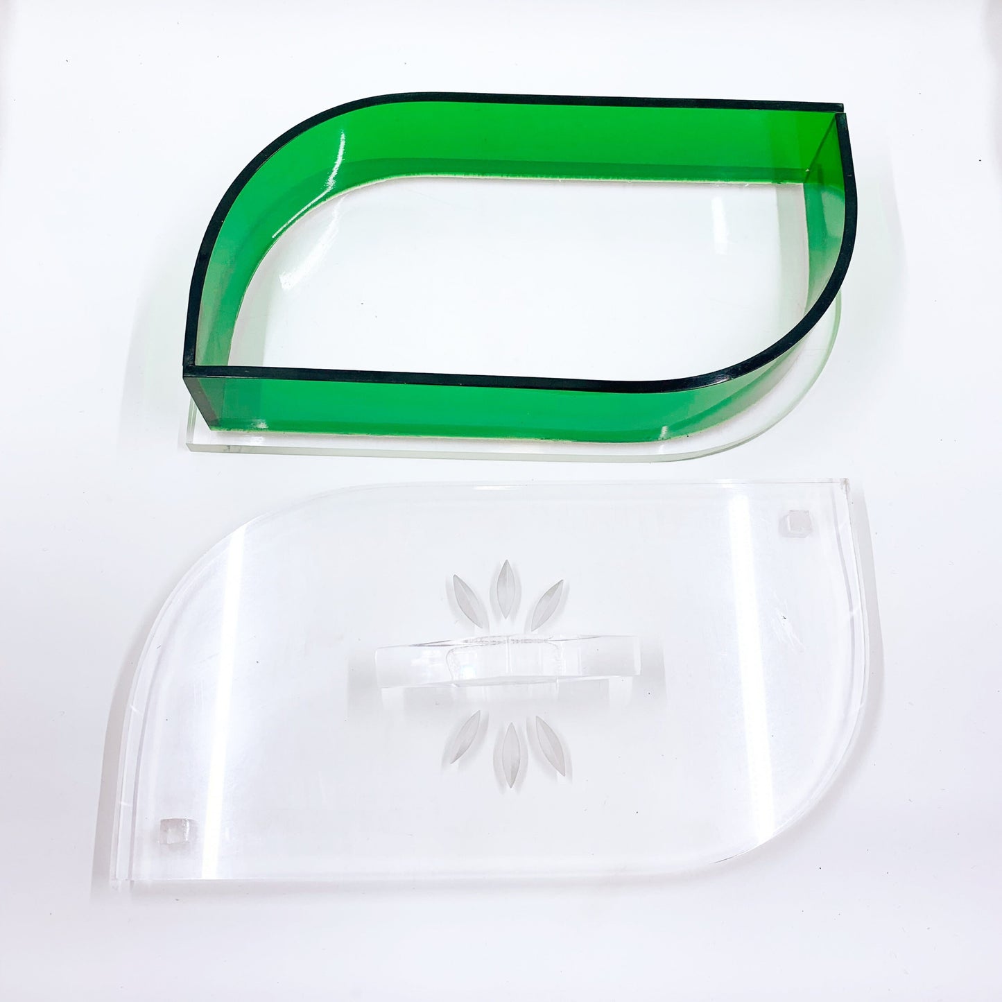 Vintage MCM Green and Clear Geometric Lucite Box | Lucite Mid Century Decor