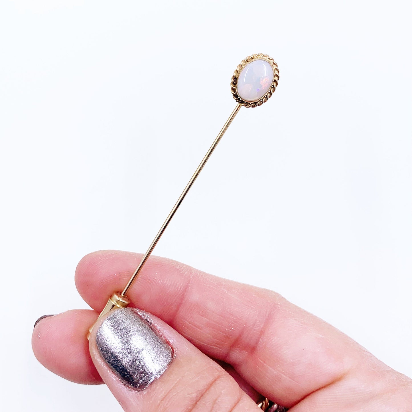 Vintage Gold Filled Opal Stick Pin | October Birthstone