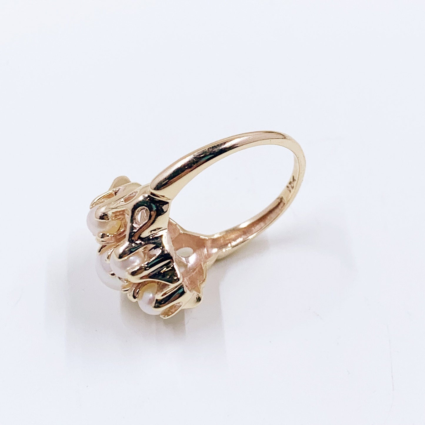 Vintage 10k Gold Pearl Cluster Ring | 10K Gold Pearl Flower Cluster Ring | Size 5 1/2 Ring