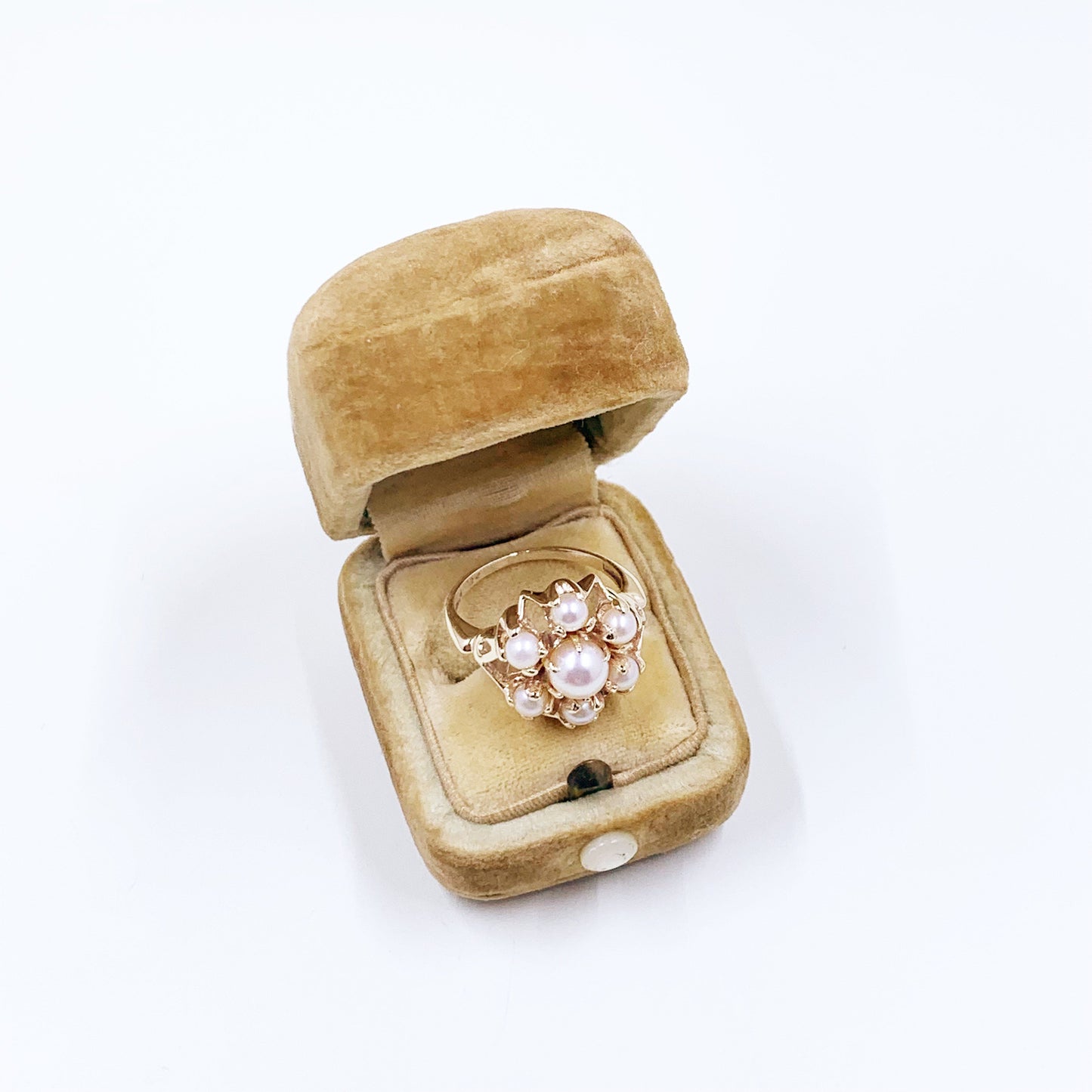 Vintage 10k Gold Pearl Cluster Ring | 10K Gold Pearl Flower Cluster Ring | Size 5 1/2 Ring