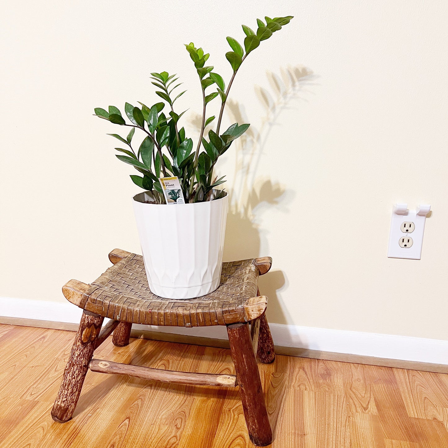 Vintage Columbus Hickory Chair Co. Foot Stool | Vintage Hickory Style Footstool with Woven Seat | Columbus Indiana Furniture