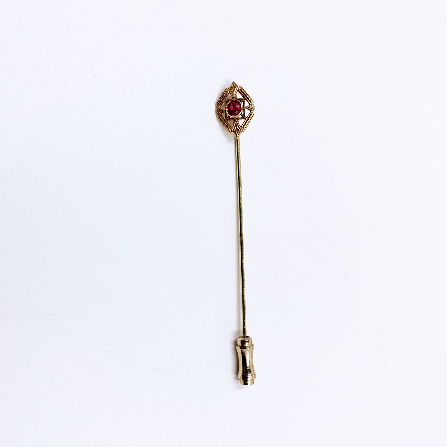 Art Nouveau 10k Gold Pink Stone Stick Pin