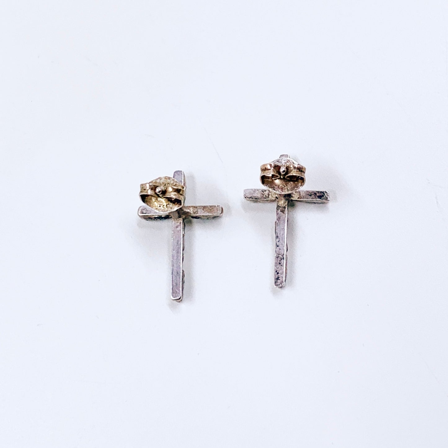 Vintage Turquoise Needle Point Cross Earrings | Sterling Southwest Turquoise Stud Earrings | Needle Point Stud Earrings
