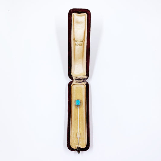 Art Nouveau Filigree Opal and Sapphire Stick Pin | Scofield, Melcher & Scofield Stick Pin