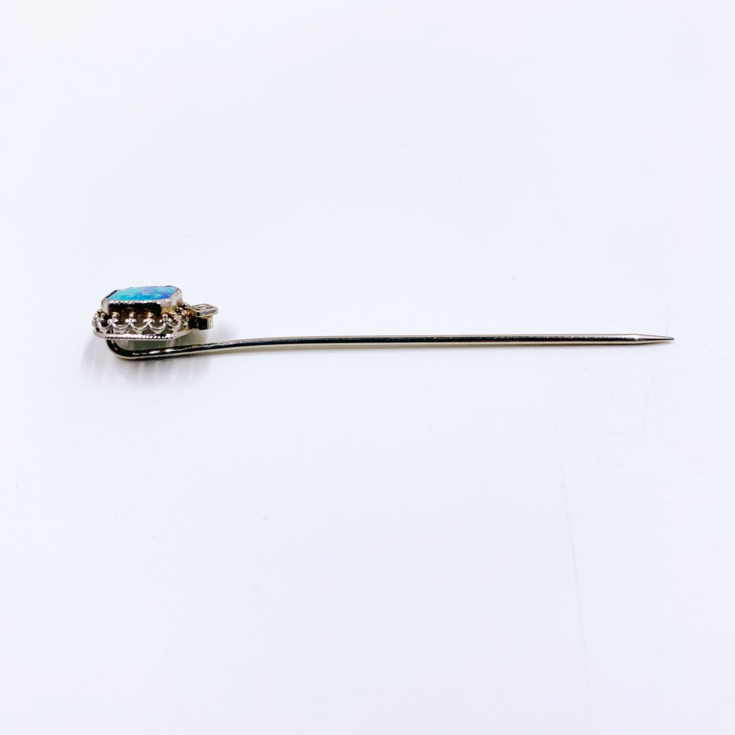 Art Nouveau Filigree Opal and Sapphire Stick Pin | Scofield, Melcher & Scofield Stick Pin