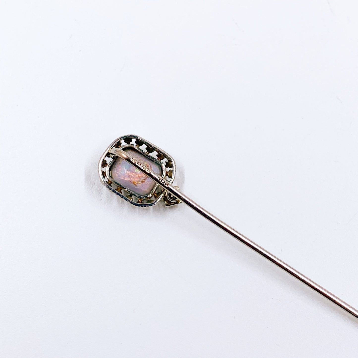 Art Nouveau Filigree Opal and Sapphire Stick Pin | Scofield, Melcher & Scofield Stick Pin